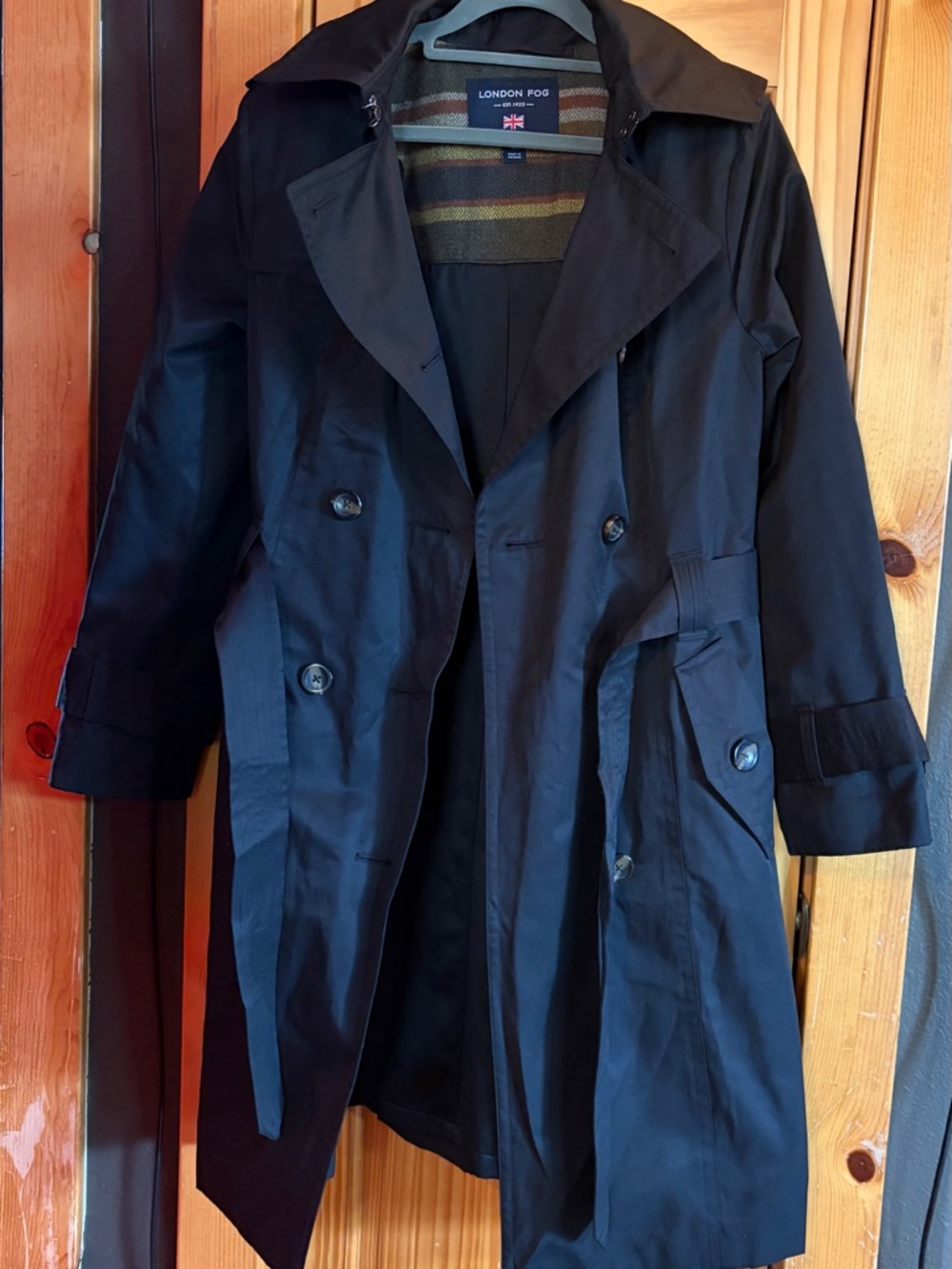 London Fog Women’s Black Double-Breasted Rain Coat